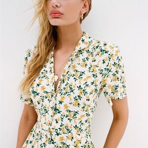 Urban Outfitters Floral Midi Dress - Yellow and Green